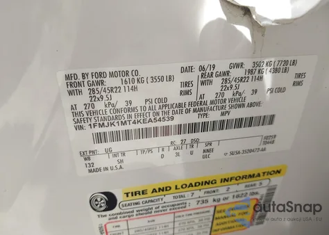 2019 Ford Expedition Max Platinum z USA, uszkodzony, nr VIN 1FMJK1MT4KEA54539